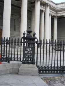 Bank of Ireland, exit sign, sign, Dublin, Ireland, Dani Wade, Ella Sheridan